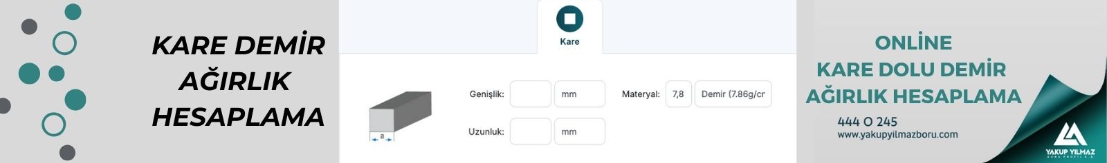 Kare Demir Ağırlık Hesaplama